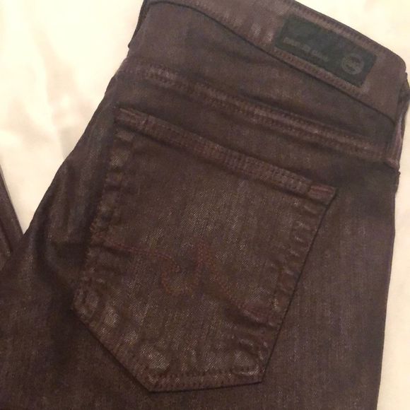 AG maroon leather look skinny jeans - Picture 5 of 6